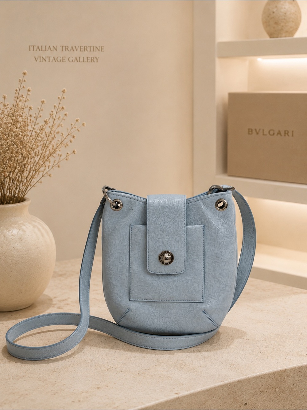 BVLGARI Baby Blue Leather Crossbody Bag - Picture 2 of 12